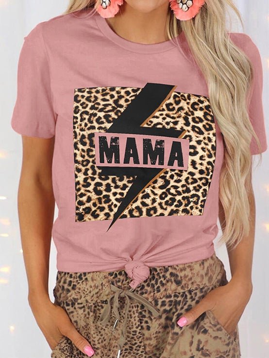 Women's T-Shirts Lightning Leopard Print Short Sleeve T-Shirt - T-Shirts - Instastyled | Online Fashion Free Shipping Clothing, Dresses, Tops, Shoes - 20-30 - 20/01/2022 - color-black