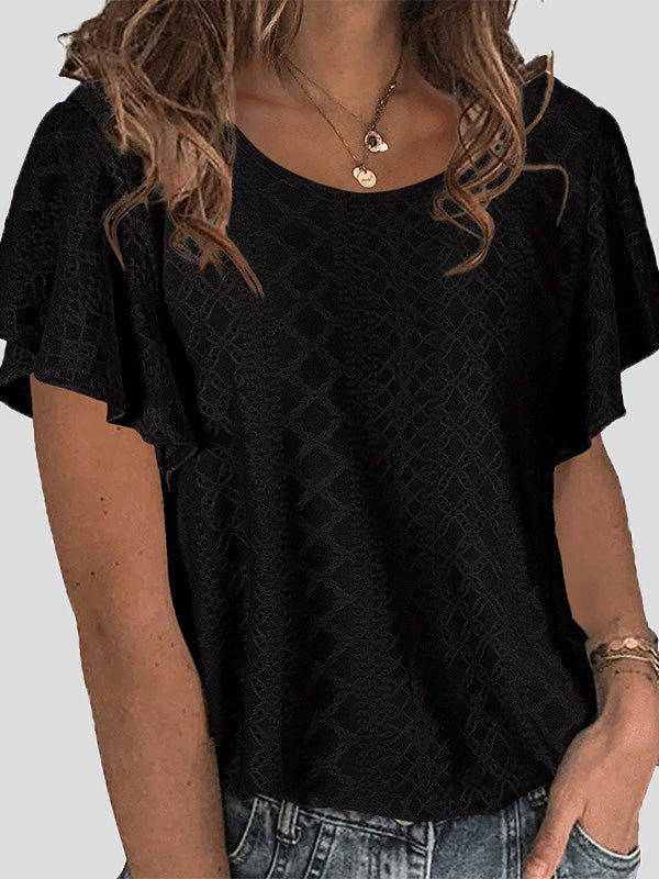 Women's T-Shirts Loose Hollow Crew Neck Short Sleeve T-Shirt - T-Shirts - Instastyled | Online Fashion Free Shipping Clothing, Dresses, Tops, Shoes - 02/06/2022 - 20-30 - color-black