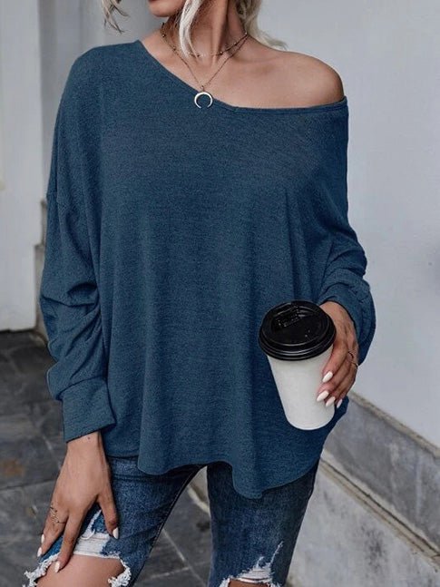 Women's T-Shirts Loose Solid Dropped Shoulder T-Shirt - T-Shirts - Instastyled | Online Fashion Free Shipping Clothing, Dresses, Tops, Shoes - 20-30 - 26/07/2022 - color-gray_blue