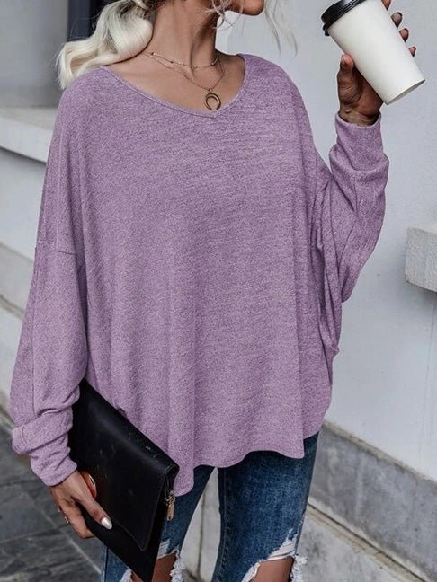 Women's T-Shirts Loose Solid Dropped Shoulder T-Shirt - T-Shirts - Instastyled | Online Fashion Free Shipping Clothing, Dresses, Tops, Shoes - 20-30 - 26/07/2022 - color-gray_blue