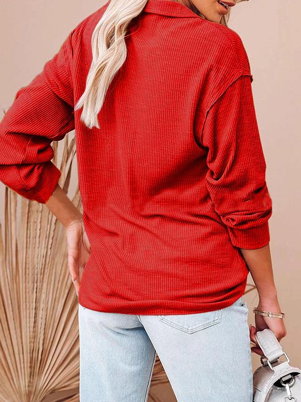 Women's T-Shirts Loose Zipper V-Neck Long Sleeve T-Shirt - T-Shirts - INS | Online Fashion Free Shipping Clothing, Dresses, Tops, Shoes - 20-30 - 20/08/2021 - Category_T-Shirts