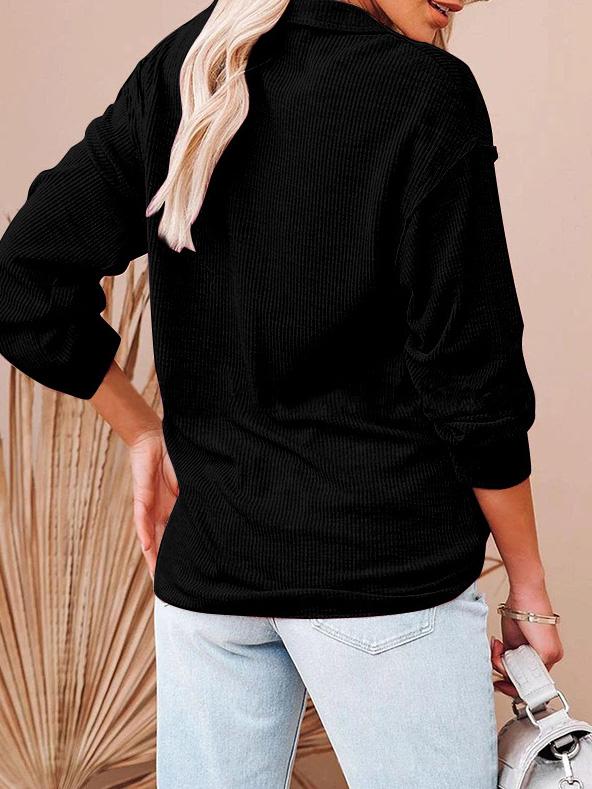 Women's T-Shirts Loose Zipper V-Neck Long Sleeve T-Shirt - T-Shirts - INS | Online Fashion Free Shipping Clothing, Dresses, Tops, Shoes - 20-30 - 20/08/2021 - Category_T-Shirts