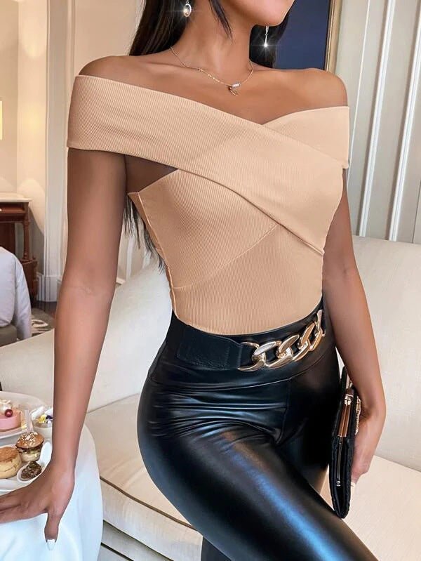 Women's T-Shirts Off-Shoulder Sleeveless Crossover Bare Back T-Shirt - T-Shirts - Instastyled | Online Fashion Free Shipping Clothing, Dresses, Tops, Shoes - 05/05/2022 - 20-30 - color-black