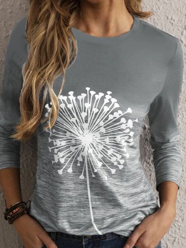 Women's T-Shirts Ombre Dandelion Print Long Sleeve T-Shirt - T-Shirts - Instastyled | Online Fashion Free Shipping Clothing, Dresses, Tops, Shoes - 02/08/2022 - 20-30 - color-blue