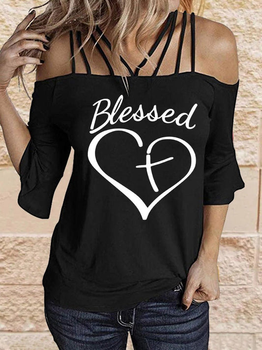 Women's T-Shirts One-Shoulder Strap Flared Short Sleeve T-Shirt - T-Shirts - Instastyled | Online Fashion Free Shipping Clothing, Dresses, Tops, Shoes - 11/03/2022 - 20-30 - C