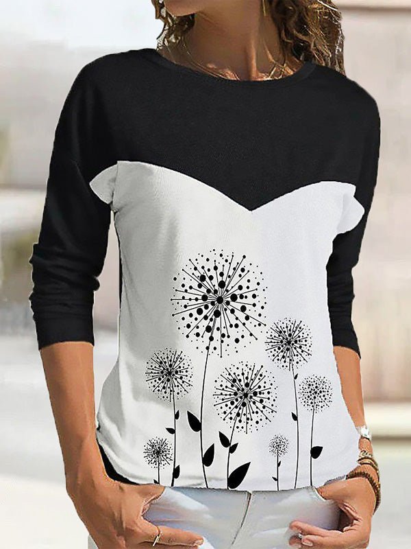 Women's T-Shirts Printed Crew Neck Long Sleeve Casual T-Shirt - T-Shirts - Instastyled | Online Fashion Free Shipping Clothing, Dresses, Tops, Shoes - 20-30 - 29/07/2022 - color-black