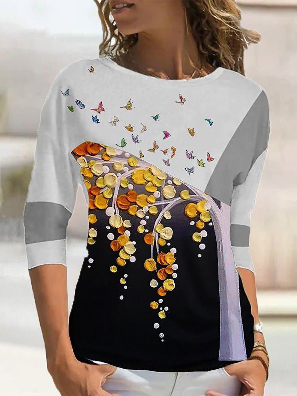 Women's T-Shirts Printed Crew Neck Long Sleeve Casual T-Shirt - T-Shirts - Instastyled | Online Fashion Free Shipping Clothing, Dresses, Tops, Shoes - 20-30 - 29/07/2022 - color-black