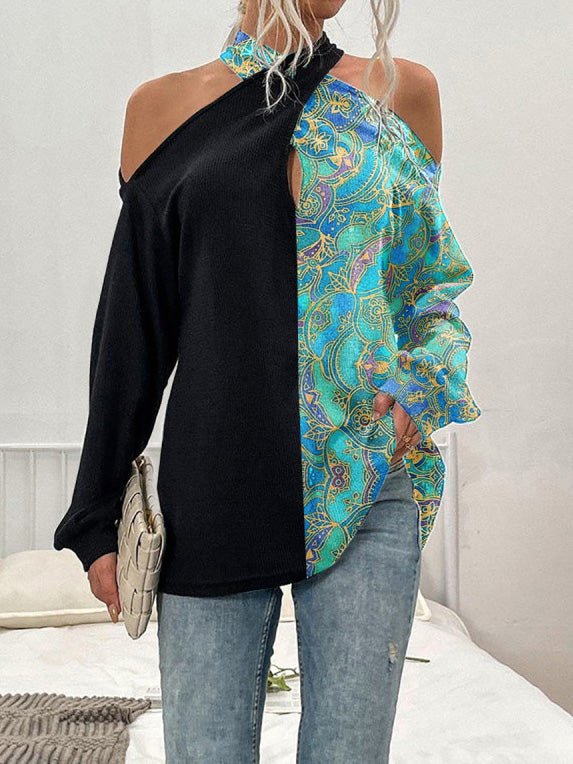 Women's T-Shirts Printed Off-Shoulder Long Sleeve T-Shirt - T-Shirts - Instastyled | Online Fashion Free Shipping Clothing, Dresses, Tops, Shoes - 20-30 - 21/02/2022 - color-black