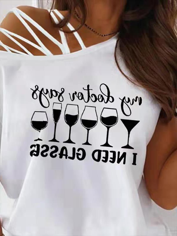 Women's T-Shirts Printed Off The Shoulder Short Sleeve T-Shirt - T-Shirts - Instastyled | Online Fashion Free Shipping Clothing, Dresses, Tops, Shoes - 10/03/2022 - 20-30 - color-white