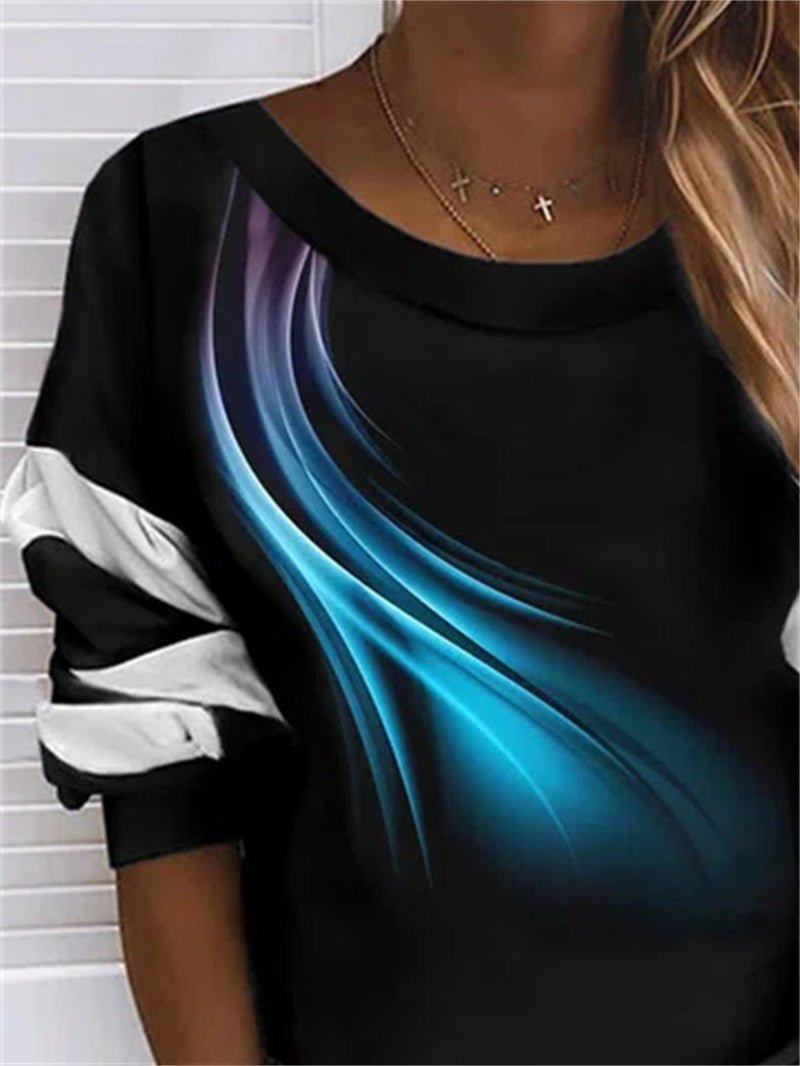 Women's T-Shirts Printed Round Neck Long Sleeve Casual T-Shirt - T-Shirts - Instastyled | Online Fashion Free Shipping Clothing, Dresses, Tops, Shoes - 20-30 - 26/08/2022 - color-black