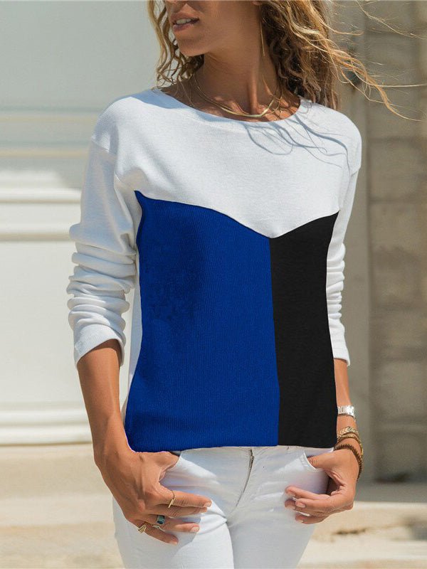 Women's T-Shirts Printed Round Neck Long Sleeve T-Shirt - T-Shirts - Instastyled | Online Fashion Free Shipping Clothing, Dresses, Tops, Shoes - 15/08/2022 - 20-30 - color-black_blue