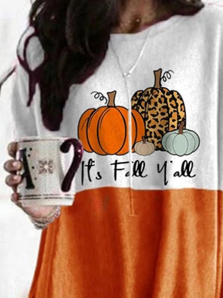 Women's T-Shirts Pumpkin Print Pocket Long Sleeve T-Shirt - T-Shirts - Instastyled | Online Fashion Free Shipping Clothing, Dresses, Tops, Shoes - 13/08/2022 - Color_Gray - Color_Orange