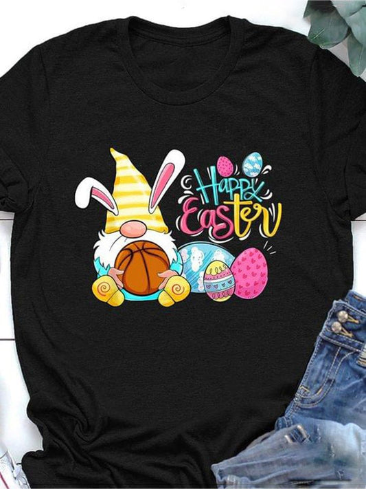 Women's T-Shirts Rabbit Hug Basketball Print Crew Neck Short Sleeve T-Shirt - T-Shirts - Instastyled | Online Fashion Free Shipping Clothing, Dresses, Tops, Shoes - 11/03/2022 - 20-30 - color-black