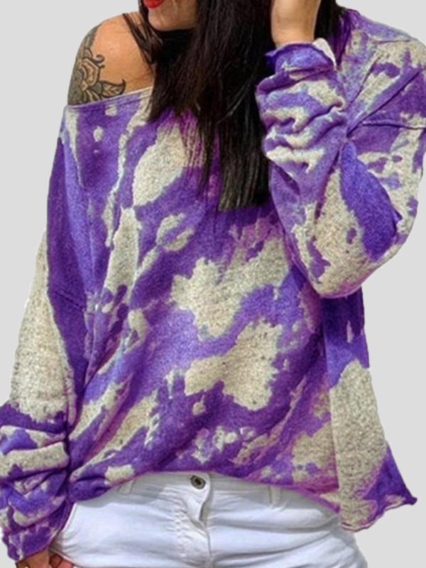 Women's T-Shirts Round Neck Loose Tie-Dye Long Sleeve T-Shirts - T-Shirts - INS | Online Fashion Free Shipping Clothing, Dresses, Tops, Shoes - 06/09/2021 - 10-20 - Category_T-Shirts