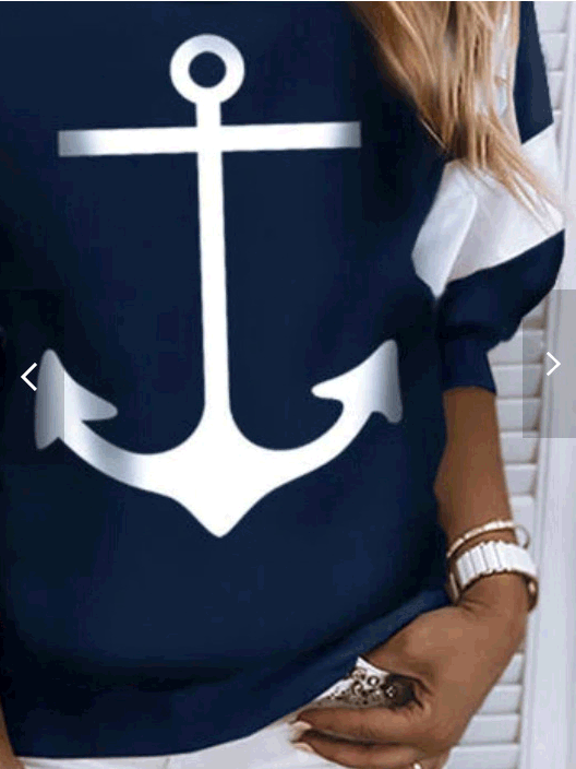 Women's T-Shirts Round Neck Printed Long Sleeve T-Shirt - T-Shirts - Instastyled | Online Fashion Free Shipping Clothing, Dresses, Tops, Shoes - 13/09/2022 - 20-30 - color-blue