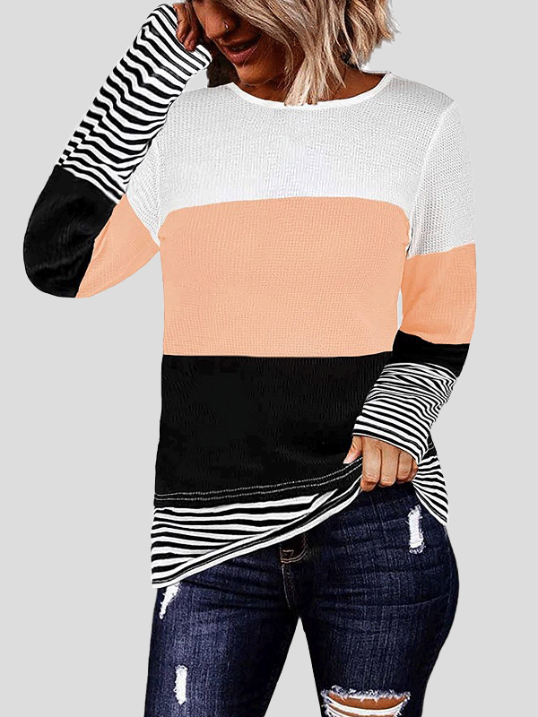 Women's T-Shirts Round Neck Striped Long Sleeves T-Shirt - T-Shirts - Instastyled | Online Fashion Free Shipping Clothing, Dresses, Tops, Shoes - 20-30 - 20/12/2021 - color-blue