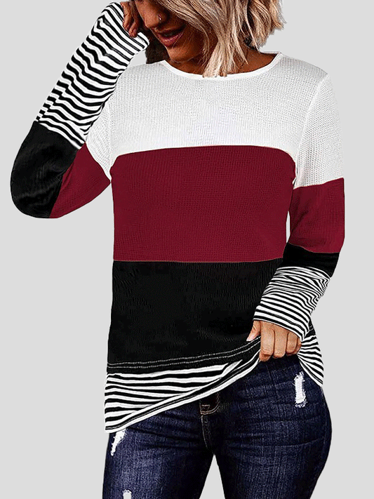 Women's T-Shirts Round Neck Striped Long Sleeves T-Shirt - T-Shirts - Instastyled | Online Fashion Free Shipping Clothing, Dresses, Tops, Shoes - 20-30 - 20/12/2021 - color-blue