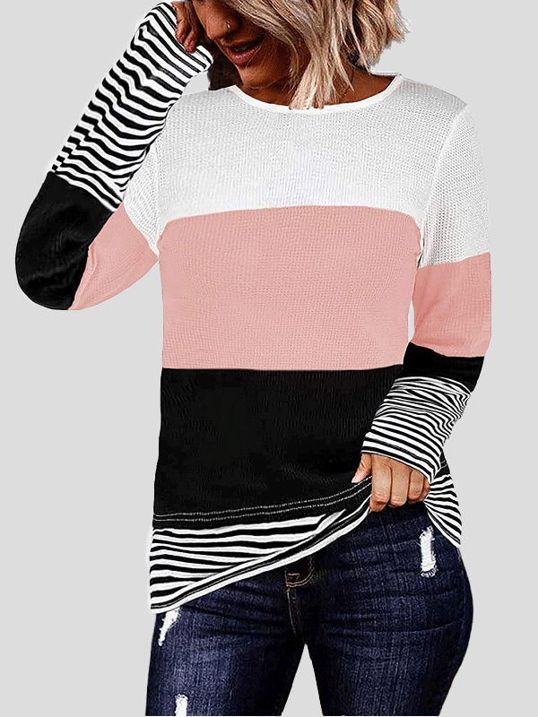 Women's T-Shirts Round Neck Striped Long Sleeves T-Shirt - T-Shirts - Instastyled | Online Fashion Free Shipping Clothing, Dresses, Tops, Shoes - 20-30 - 20/12/2021 - color-blue