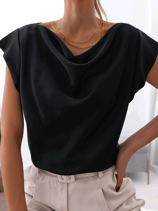 Women's T-Shirts Simple Pile Collar Short Sleeve T-Shirt - T-Shirts - Instastyled | Online Fashion Free Shipping Clothing, Dresses, Tops, Shoes - 01/06/2022 - 20-30 - color-black