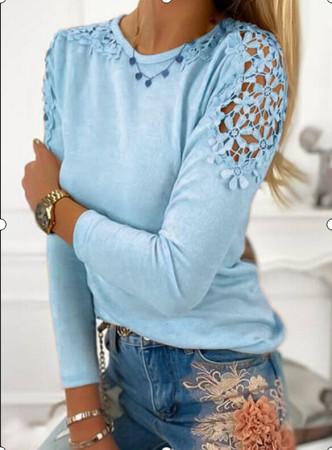 Women's T-Shirts Slim-Fit Lace Cutout Long Sleeve T-Shirt - T-Shirts - INS | Online Fashion Free Shipping Clothing, Dresses, Tops, Shoes - 10-20 - 27/08/2021 - Category_T-Shirts