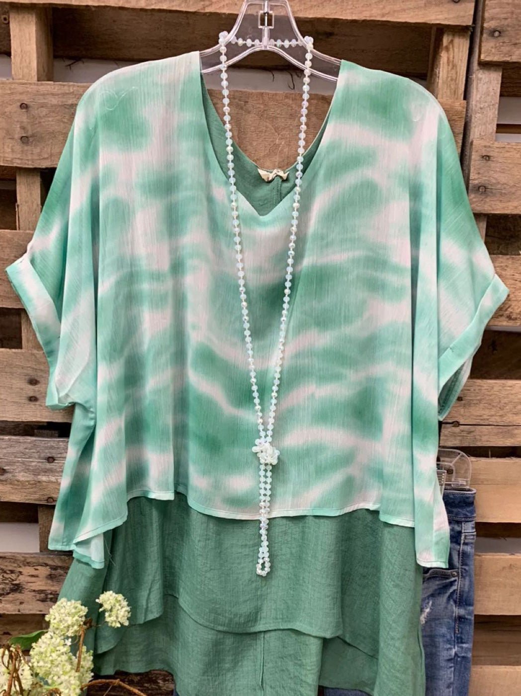 Women's T-Shirts Tie-Dye Multilayer Short Sleeve Chiffon T-Shirt - T-Shirts - Instastyled | Online Fashion Free Shipping Clothing, Dresses, Tops, Shoes - 15/06/2022 - Color_Blue - Color_Green