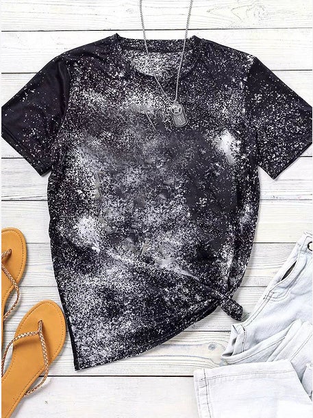 Women's T-Shirts Tie-Dye Print Crew Neck Short Sleeve T-Shirt - T-Shirts - Instastyled | Online Fashion Free Shipping Clothing, Dresses, Tops, Shoes - 18/01/2022 - 20-30 - color-black