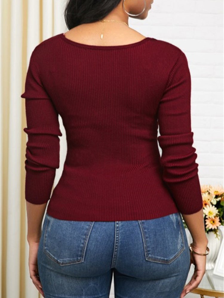 Women's T-Shirts V-Neck Crossover Slim Long Sleeve Slit T-Shirts - T-Shirts - Instastyled | Online Fashion Free Shipping Clothing, Dresses, Tops, Shoes - 14/01/2022 - 20-30 - color-black