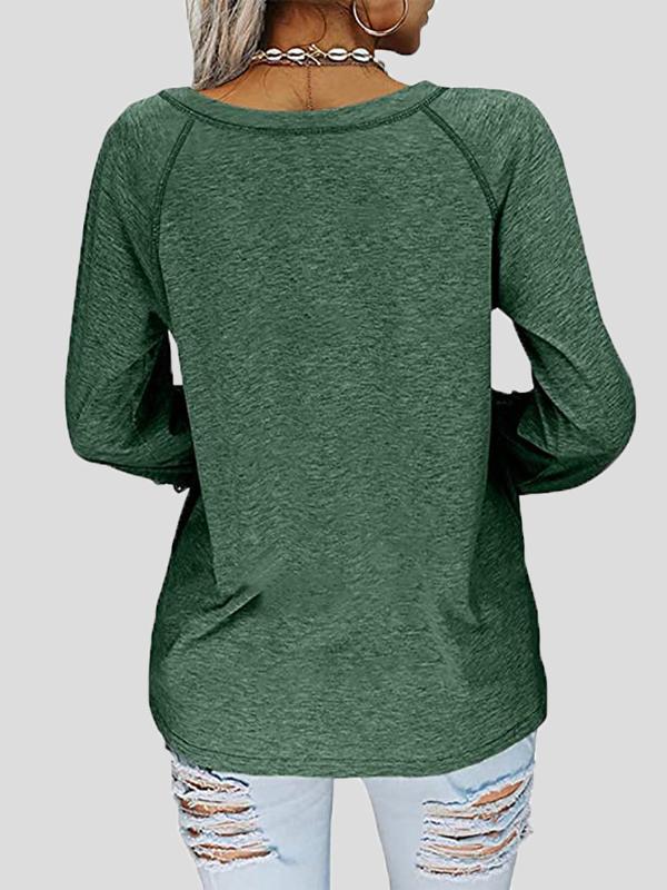 Women's T-Shirts V-Neck Stitching Lace Lantern Long Sleeve T-Shirt - T-Shirts - INS | Online Fashion Free Shipping Clothing, Dresses, Tops, Shoes - 11/11/2021 - 20-30 - color-black