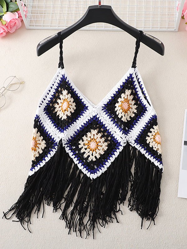 Women's Tank Tops Boho Fringed Suspender Cutout Knit Tank Top - Tank Tops - Instastyled | Online Fashion Free Shipping Clothing, Dresses, Tops, Shoes - 07/04/2022 - 20-30 - color-apricot