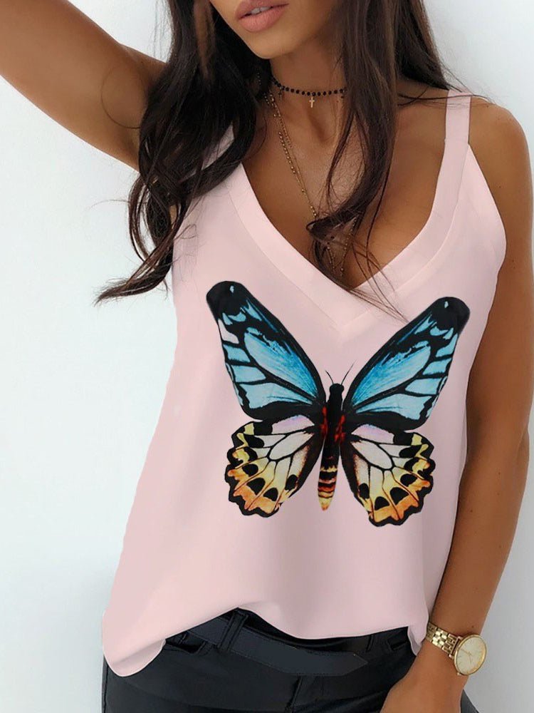 Women's Tank Tops Butterfly Print V-Neck Camisole - Tank Tops - Instastyled | Online Fashion Free Shipping Clothing, Dresses, Tops, Shoes - 10-20 - 19/05/2022 - color-green