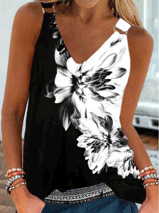 Women's Tank Tops Casual Floral Print Sling Sleeveless Tank Top - Tank Tops - Instastyled | Online Fashion Free Shipping Clothing, Dresses, Tops, Shoes - 01/06/2022 - 20-30 - color-white