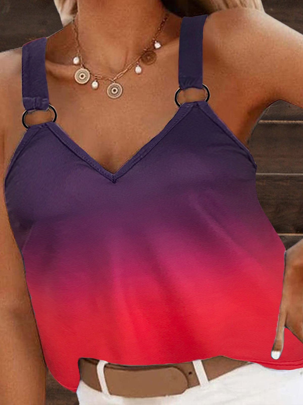 Women's Tank Tops Casual Gradient V-Neck Sleeveless Tank Top - Tank Tops - Instastyled | Online Fashion Free Shipping Clothing, Dresses, Tops, Shoes - 13/05/2022 - 20-30 - color-cyan