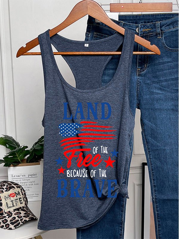 Women's Tank Tops Casual Letter Print Crew Neck Tank Top - Tank Tops - Instastyled | Online Fashion Free Shipping Clothing, Dresses, Tops, Shoes - 14/06/2022 - 20-30 - color-blue