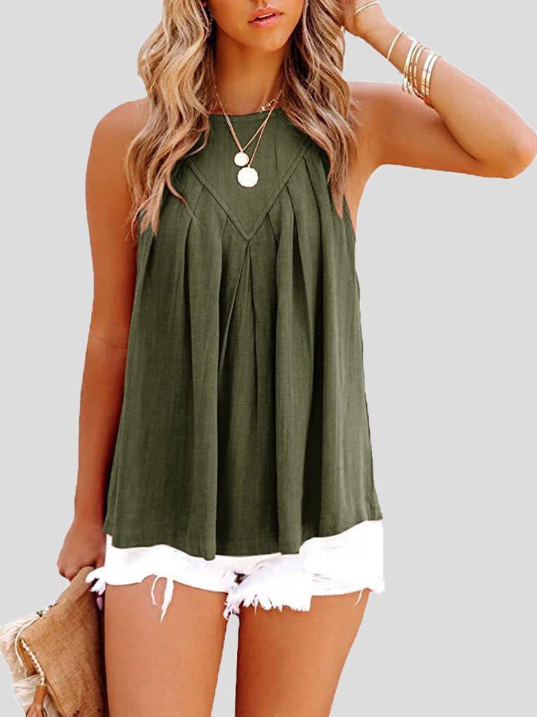 Women's Tank Tops Casual Solid Halter Sleeveless Tank Top - Tank Tops - Instastyled | Online Fashion Free Shipping Clothing, Dresses, Tops, Shoes - 20-30 - 20/05/2022 - color-army_green