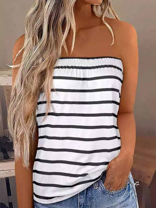 Women's Tank Tops Casual Striped Print Bandeau Tank Top - Tank Tops - Instastyled | Online Fashion Free Shipping Clothing, Dresses, Tops, Shoes - 10-20 - 28/06/2022 - color-black