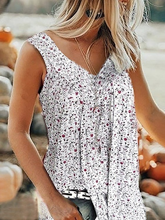 Women's Tank Tops Floral Print V-Neck Casual Tank Top - Tank Tops - Instastyled | Online Fashion Free Shipping Clothing, Dresses, Tops, Shoes - 05/08/2022 - Color_Black - Color_Blue