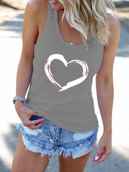 Women's Tank Tops Heart Print Crew Neck Sleeveless Tank Top - Tank Tops - Instastyled | Online Fashion Free Shipping Clothing, Dresses, Tops, Shoes - 04/07/2022 - 10-20 - color-black