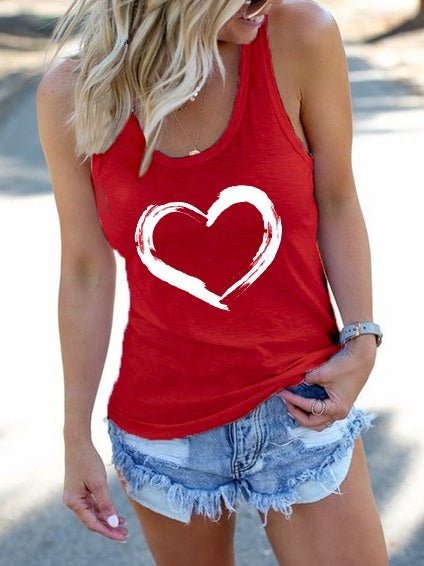 Women's Tank Tops Heart Print Crew Neck Sleeveless Tank Top - Tank Tops - Instastyled | Online Fashion Free Shipping Clothing, Dresses, Tops, Shoes - 04/07/2022 - 10-20 - color-black