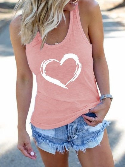 Women's Tank Tops Heart Print Crew Neck Sleeveless Tank Top - Tank Tops - Instastyled | Online Fashion Free Shipping Clothing, Dresses, Tops, Shoes - 04/07/2022 - 10-20 - color-black