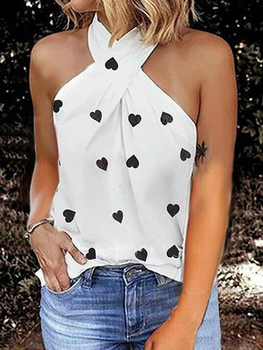 Women's Tank Tops Heart Print Halter Off Shoulder Sleeveless Tank Top - Tank Tops - Instastyled | Online Fashion Free Shipping Clothing, Dresses, Tops, Shoes - 20-30 - 29/03/2022 - color-green