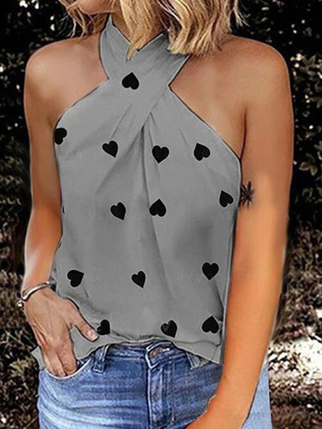 Women's Tank Tops Heart Print Halter Off Shoulder Sleeveless Tank Top - Tank Tops - Instastyled | Online Fashion Free Shipping Clothing, Dresses, Tops, Shoes - 20-30 - 29/03/2022 - color-green