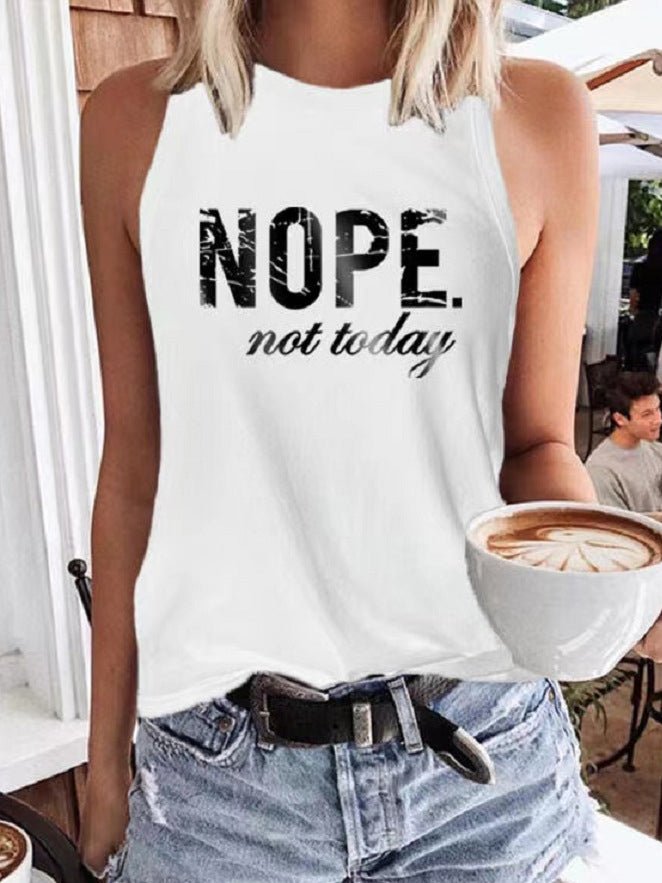 Women's Tank Tops Letter Print Crew Neck Sleeveless Tank Top - Tank Tops - Instastyled | Online Fashion Free Shipping Clothing, Dresses, Tops, Shoes - 18/05/2022 - 20-30 - color-black