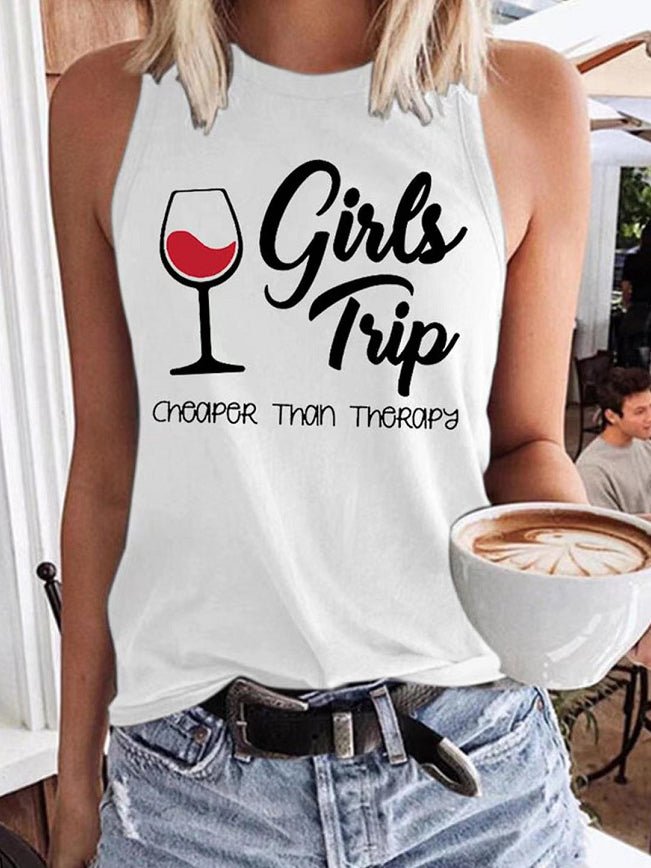 Women's Tank Tops Letter Print Crew Neck Sleeveless Tank Top - Tank Tops - Instastyled | Online Fashion Free Shipping Clothing, Dresses, Tops, Shoes - 18/05/2022 - 20-30 - color-black