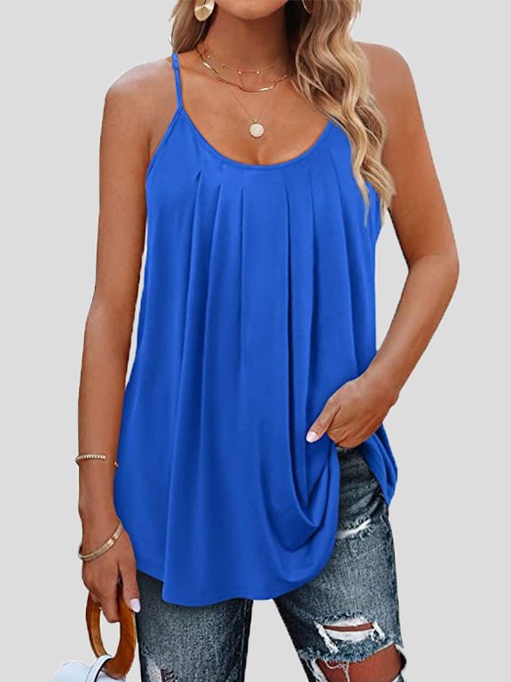 Women's Tank Tops Pleated Sling Crew Neck Tank Tops - Tank Tops - Instastyled | Online Fashion Free Shipping Clothing, Dresses, Tops, Shoes - 20-30 - 22/06/2022 - color-black