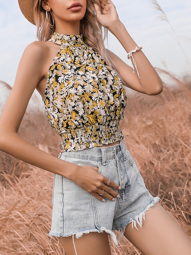 Women's Tank Tops Printed Halter Slim Tank Tops - Tank Tops - Instastyled | Online Fashion Free Shipping Clothing, Dresses, Tops, Shoes - 24/09/2022 - 30-40 - color-yellow