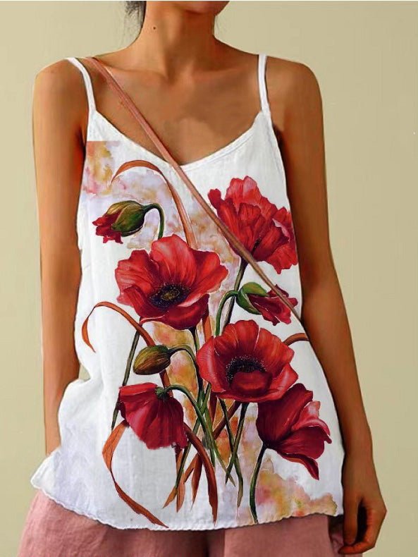 Women's Tank Tops Printed Sling Sleeveless Casual Tank Tops - Tank Tops - Instastyled | Online Fashion Free Shipping Clothing, Dresses, Tops, Shoes - 24/06/2022 - Color_Red - Color_White