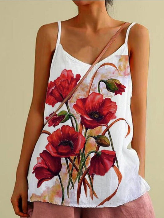 Women's Tank Tops Printed Sling Sleeveless Casual Tank Tops - Tank Tops - Instastyled | Online Fashion Free Shipping Clothing, Dresses, Tops, Shoes - 24/06/2022 - Color_Red - Color_White