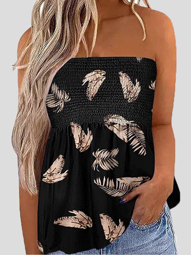 Women's Tank Tops Printed Stretch Crinkled Sleeveless Tank Top - Tank Tops - Instastyled | Online Fashion Free Shipping Clothing, Dresses, Tops, Shoes - 09/06/2022 - Color_Black - Color_Blue