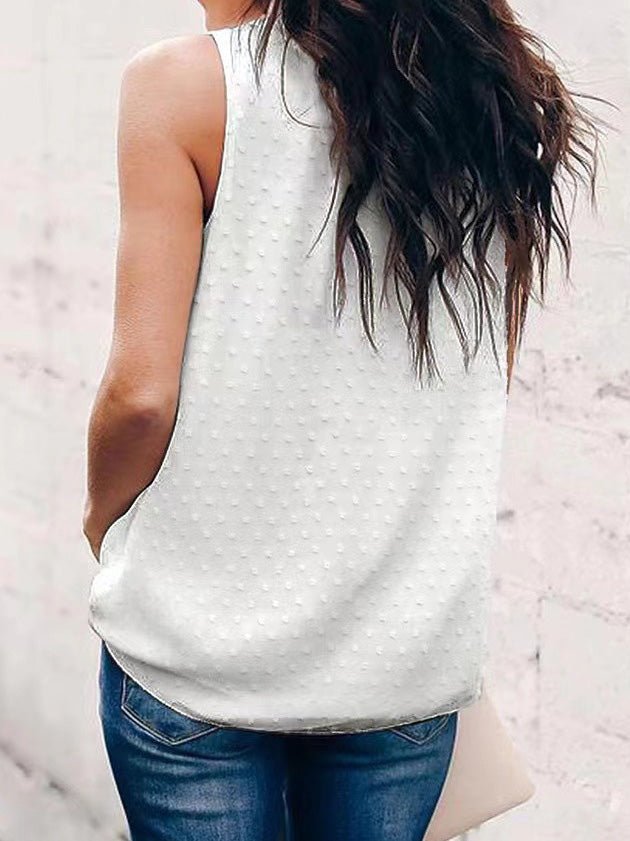 Women's Tank Tops Solid Polka Dot Crew Neck Sleeveless Tank Top - Tank Tops - Instastyled | Online Fashion Free Shipping Clothing, Dresses, Tops, Shoes - 04/03/2022 - 20-30 - color-black