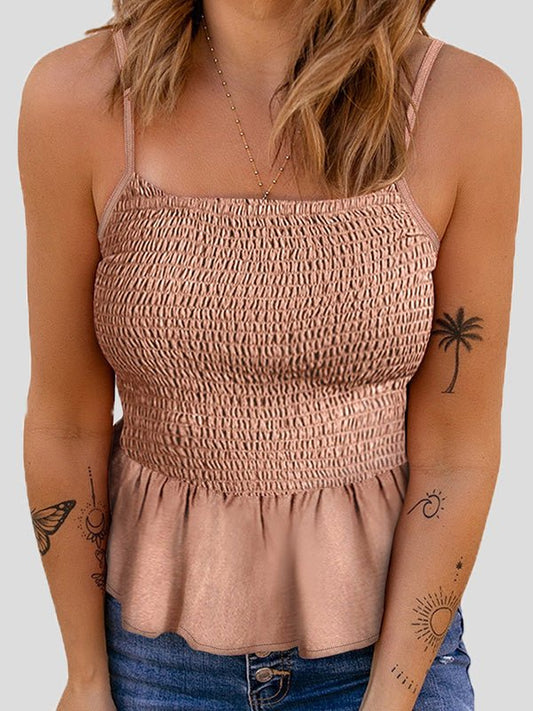 Women's Tank Tops Solid Small Sling Smocked Sleeveless Tank Top - Tank Tops - Instastyled | Online Fashion Free Shipping Clothing, Dresses, Tops, Shoes - 20-30 - 30/06/2022 - color-apricot_grey